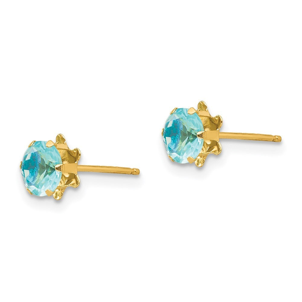 14k Yellow Gold Madi K 5mm CZ Birthstone (Mar) Earrings