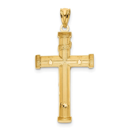 14k Two-tone Gold Inri Crucifix Pendant for Women
