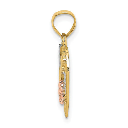 14k Two-tone with White Rhodium #1 GRANDMA In Heart Charm