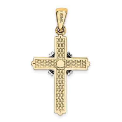 14k Yellow Gold Rhodium Passion Cross Pendant for Women