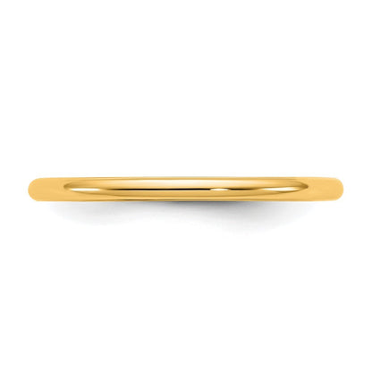 14k Yellow Gold 1.5mm Half Round Band Ring Size 10