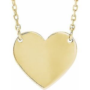 14k Yellow Gold Engravable Heart 16-18" Necklace for Women