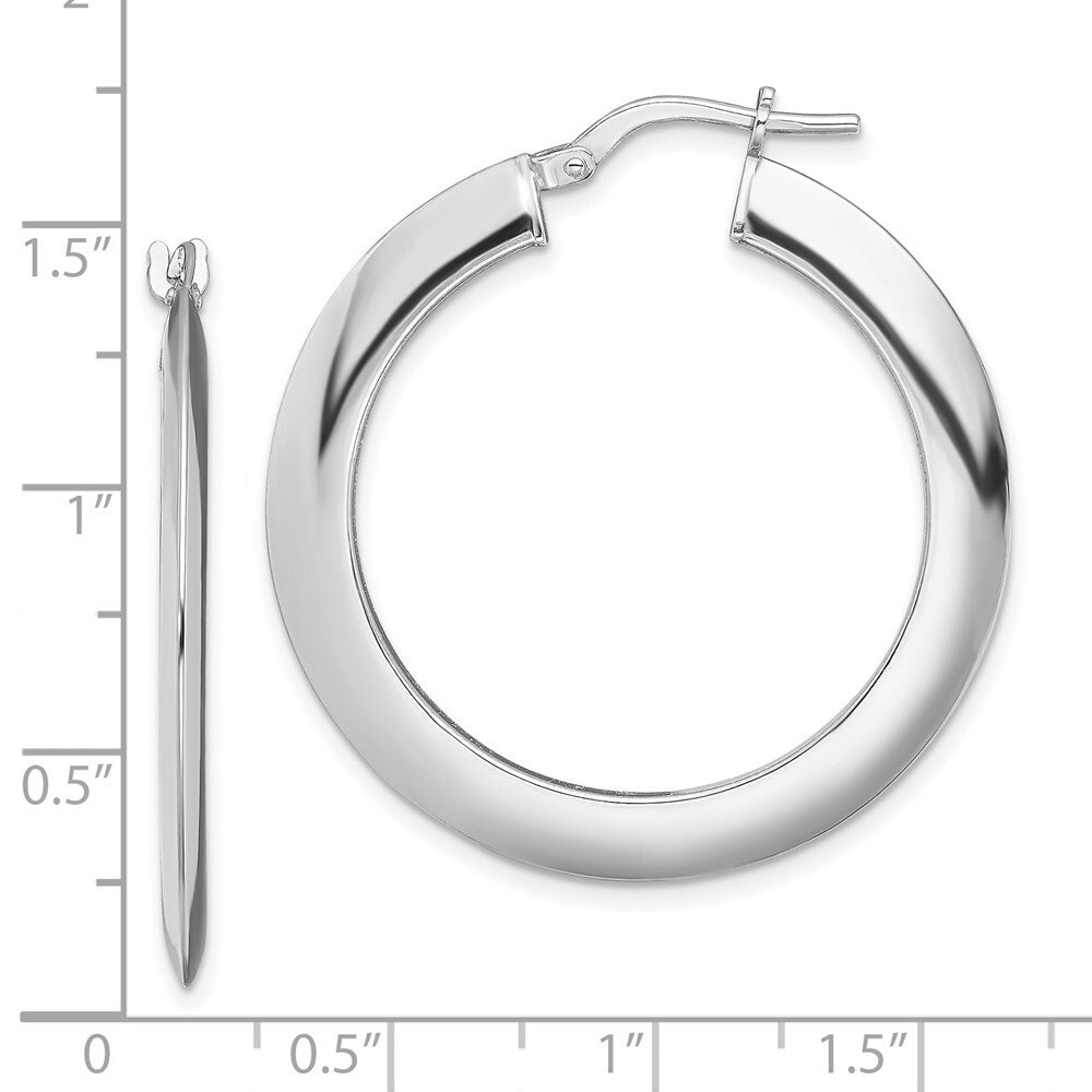 Sterling Silver RH-plated Polished Knife Edge 2mm Round Hoop Earrings