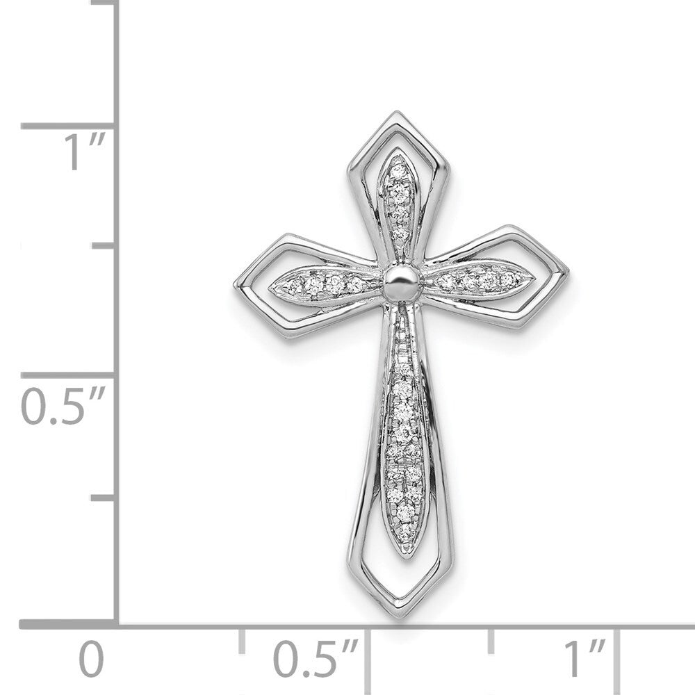 14k White Gold 1/15ct. Diamond Cross Chain Slide Pendant for Women