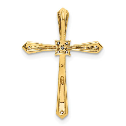 14k Yellow Gold 1/20ct. Rhodium Diamond Cross Chain Slide Pendant for Women