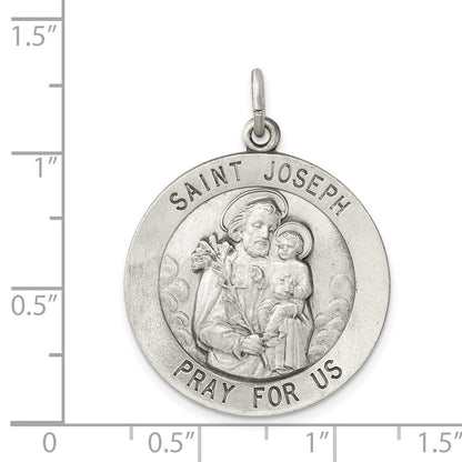 Sterling Silver Antiqued Saint Joseph Medal Pendant