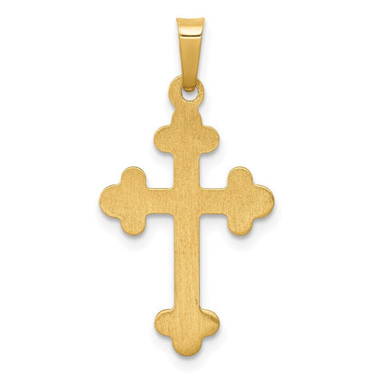 14k Yellow Gold Polished Budded Cross Pendant for Women