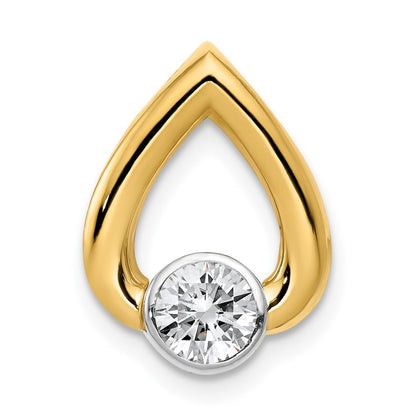14k Yellow Gold Teardrop 4.4mm Diamond Chain Necklace Slide Mtg