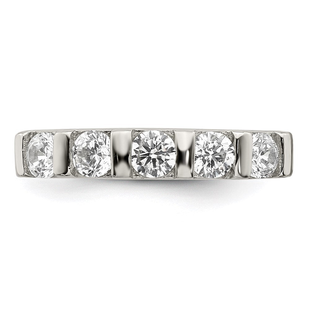 Sterling Silver Rhodium-plated Cubic Zirconia 5-Stone Ring Size 8