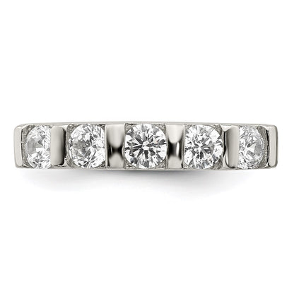 Sterling Silver Rhodium-plated Cubic Zirconia 5-Stone Ring Size 8