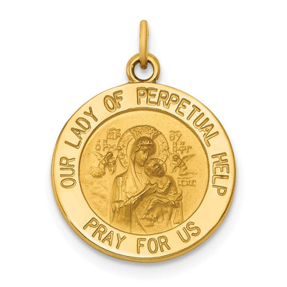 14k Yellow Gold Our Lady of Perpetual Help Medal Charm Pendant for Women