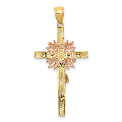 14k Tri-Color Gold Tri-color Crucifix Pendant for Women