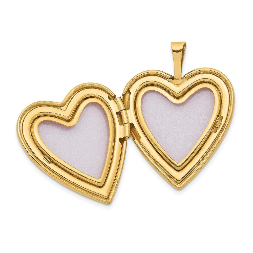 14k Yellow Gold 20mm Flower Vine Border Heart Locket Pendant for Women