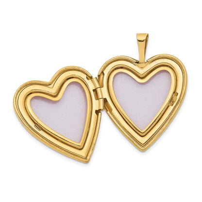 14k Yellow Gold 20mm Flower Vine Border Heart Locket Pendant for Women