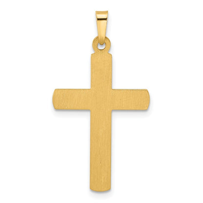 14k Two-tone Gold Textured and Polished Hollow Latin Cross Pendant