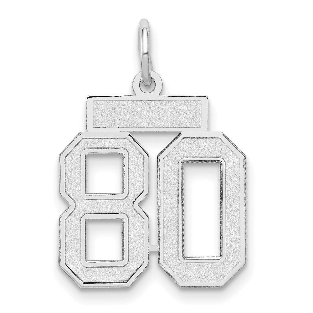 14K White Small Satin Number 80 Charm