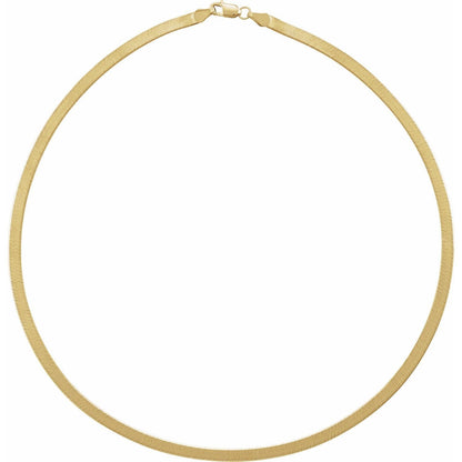 14k Yellow Gold 3.8 mm Flexible Herringbone Chain Necklace