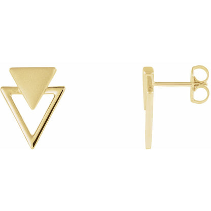 14k Yellow Gold Geometric Stud Earrings   Fine Jewelry Gift for Women