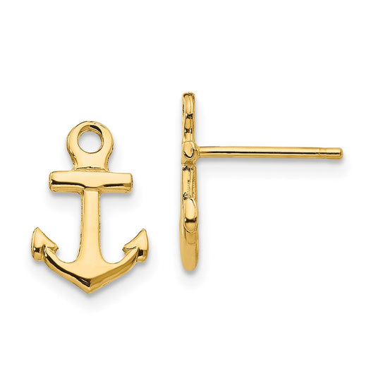 14k Yellow Gold Anchor Earrings
