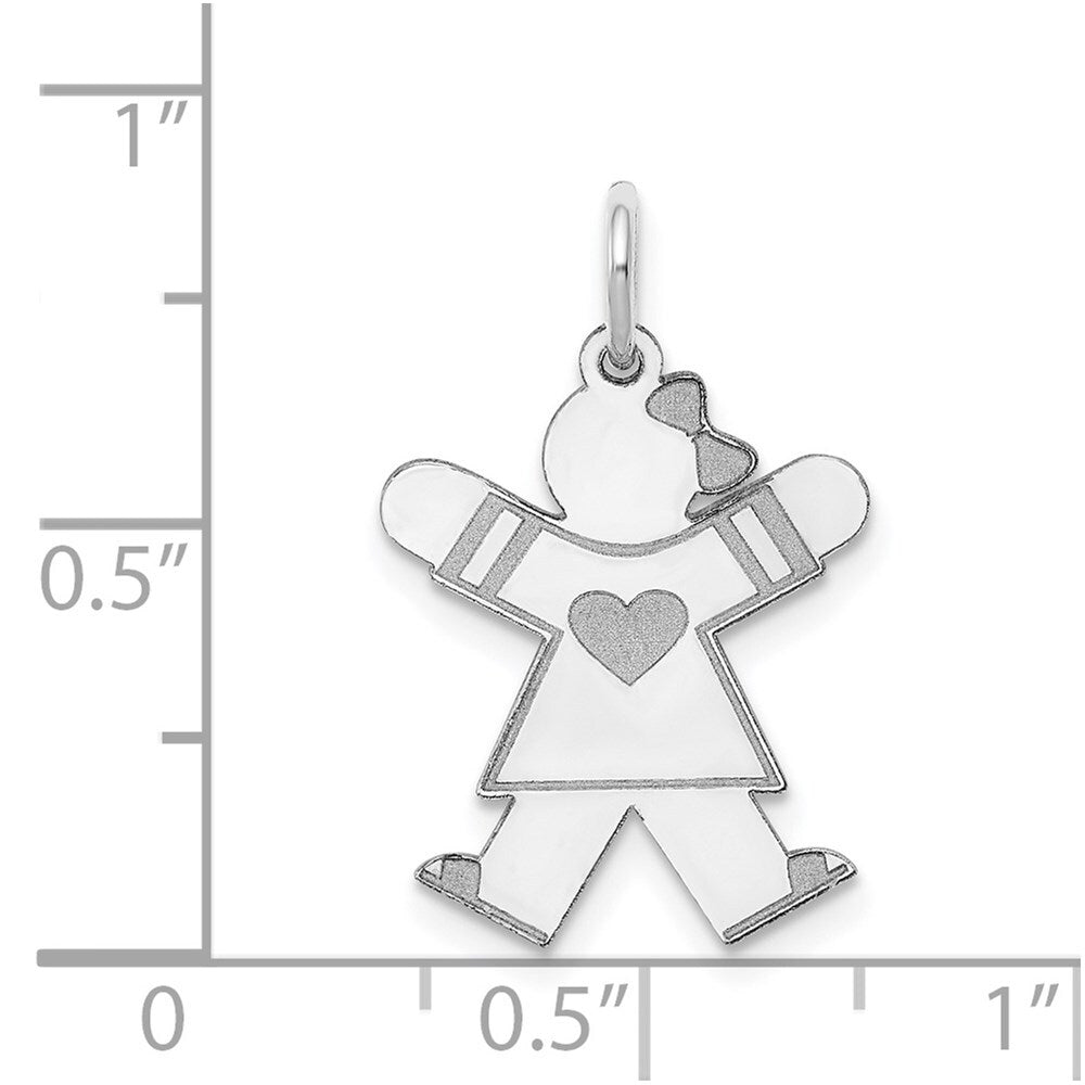 14k White Gold Kid Charm Pendant for Women