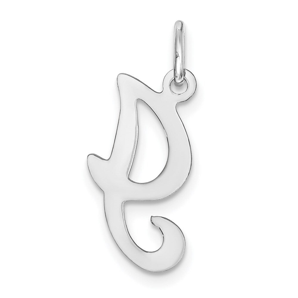 14k White Gold Script Letter I Initial Charm Pendant for Women