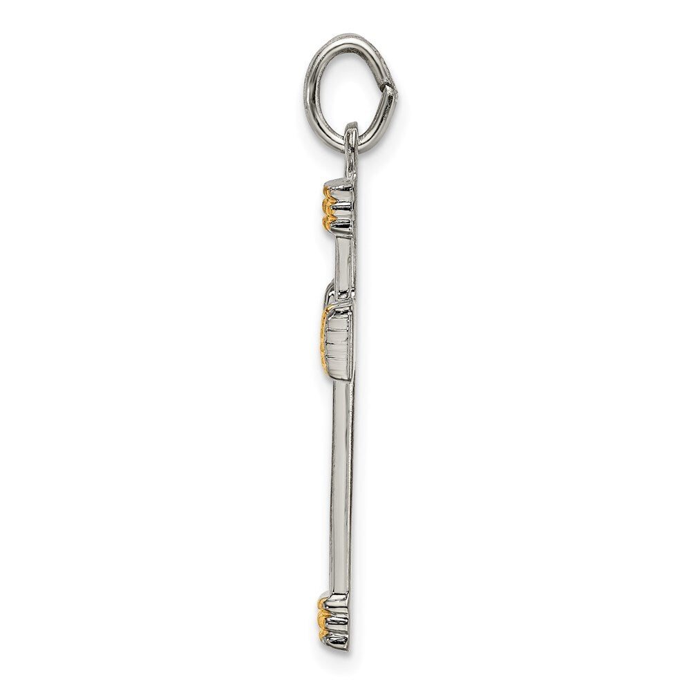 Sterling Silver & Gold-plated Polished Cross Pendant