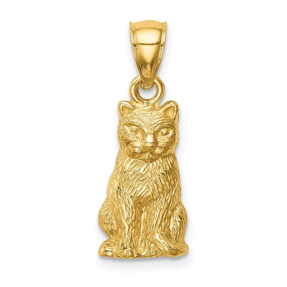 14k Yellow Gold Cat Pendant for Women