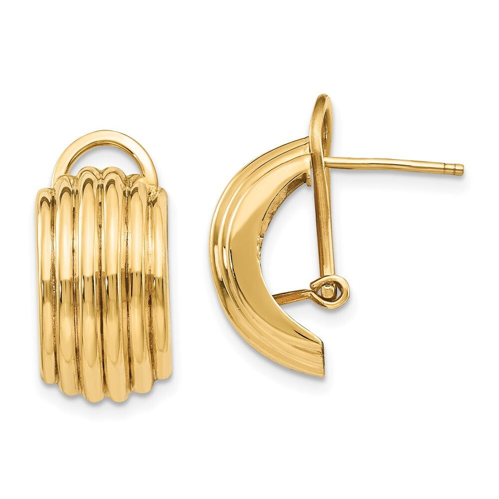 14k Yellow Gold Polished Fancy Omega Back Stud Earrings