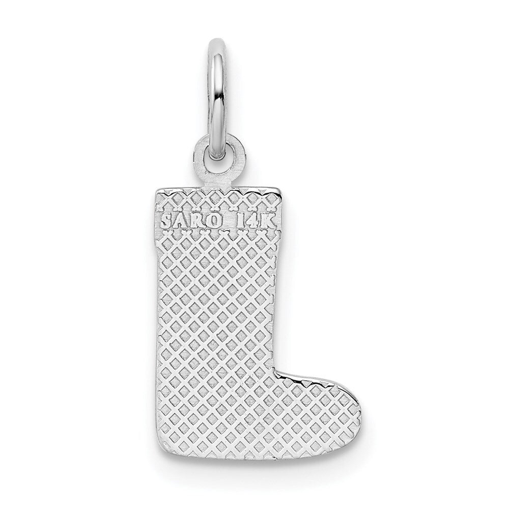 14k White Gold Christmas Stocking Charm Pendant for Women