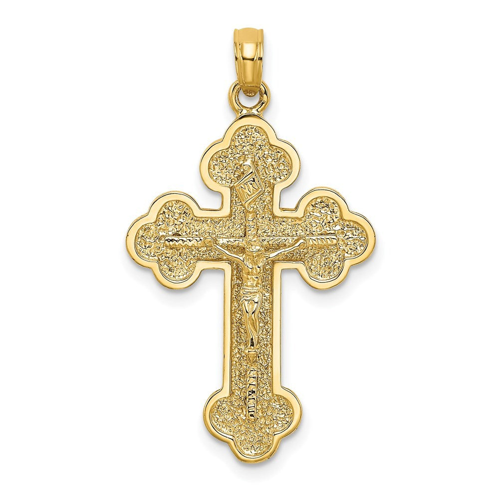 14k Yellow Gold Crucifix Budded Tips Charm Pendant