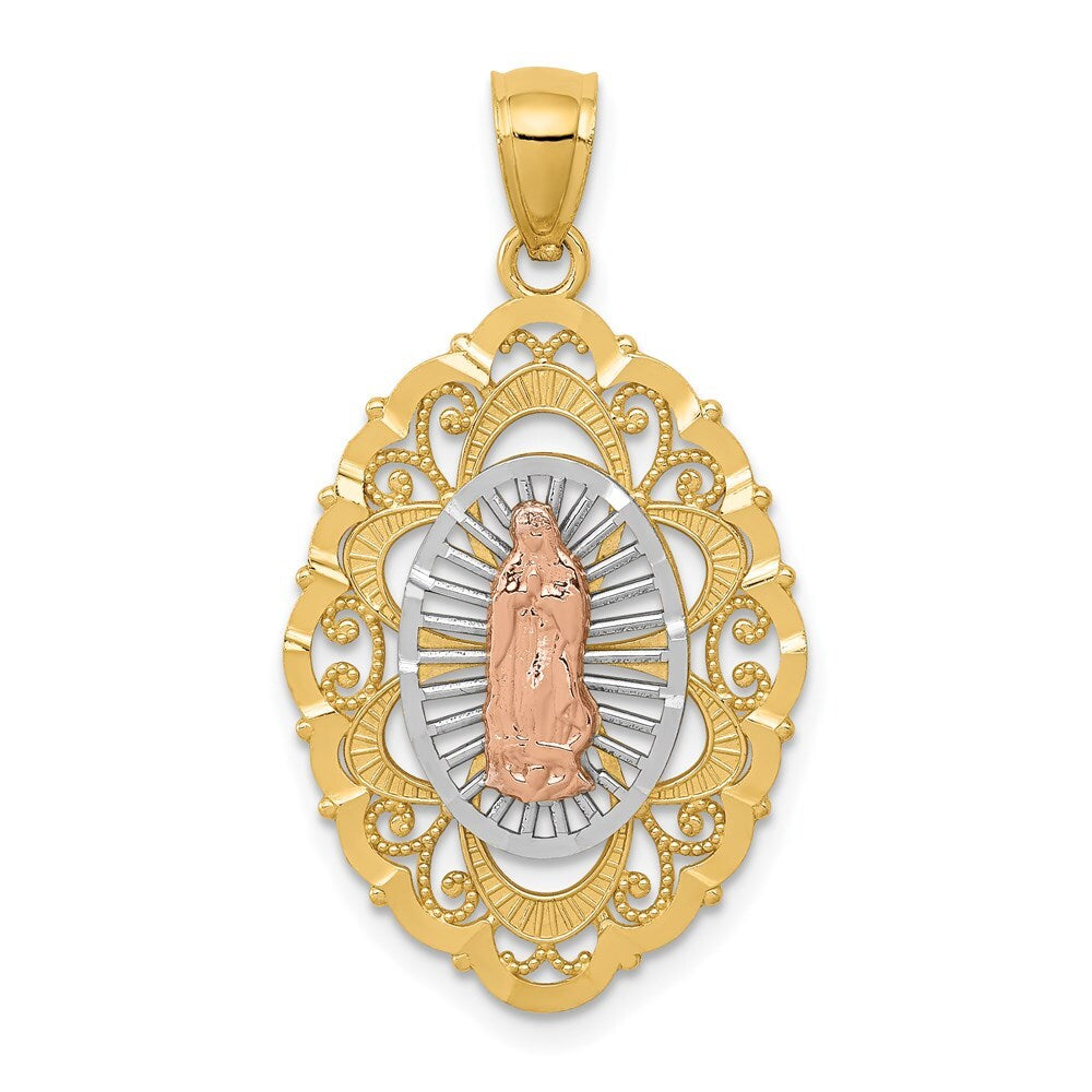 14k Tri-Color Gold Tri-color Our Lady of Guadalupe Pendant for Women