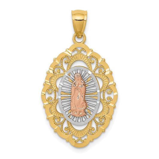 14k Tri-Color Gold Tri-color Our Lady of Guadalupe Pendant for Women