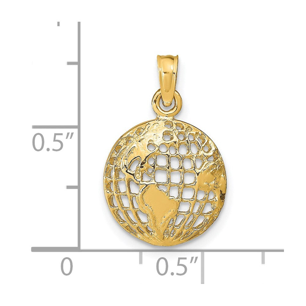 14k Yellow Gold Polished Globe Pendant for Women