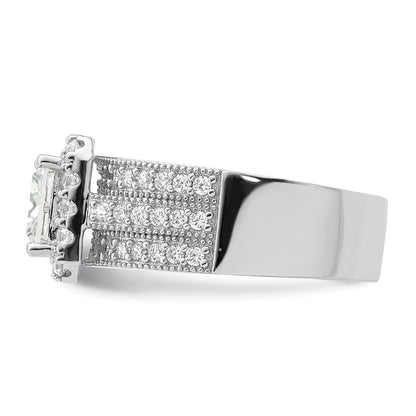 Sterling Silver Rhodium plated CZ 3 piece Bridal Ring Set Size 7