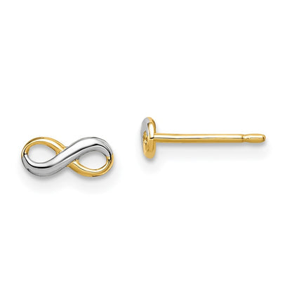 14k Yellow Gold Rhodium Infinity Stud Earrings Gift for Women