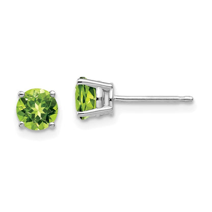 14k White Gold 5mm Peridot Stud Earrings Gift for Women