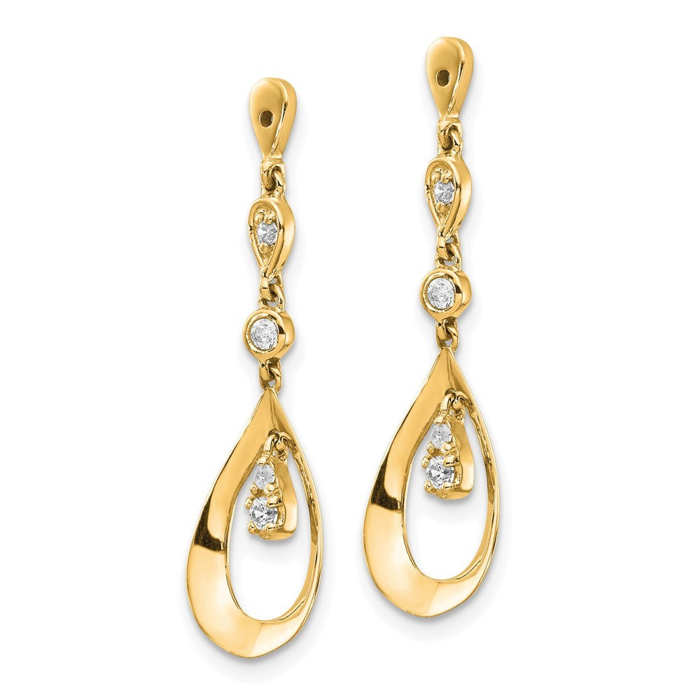14k Yellow Gold Teardrop Dangle Diamond Earring Jackets