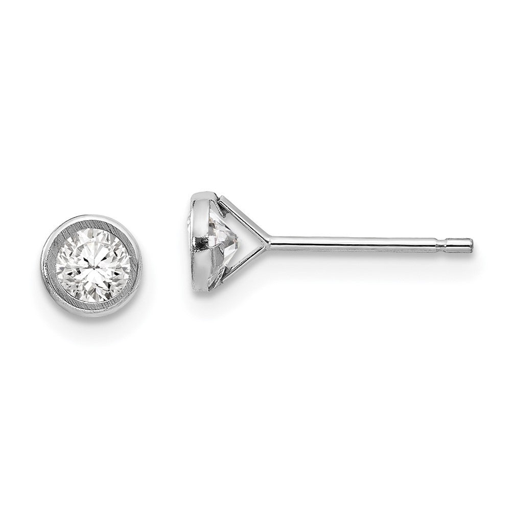 14k White Gold 4mm Bezel Set CZ Earrings