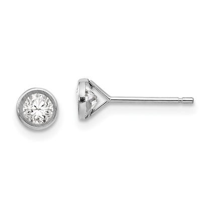 14k White Gold 4mm Bezel Set CZ Earrings