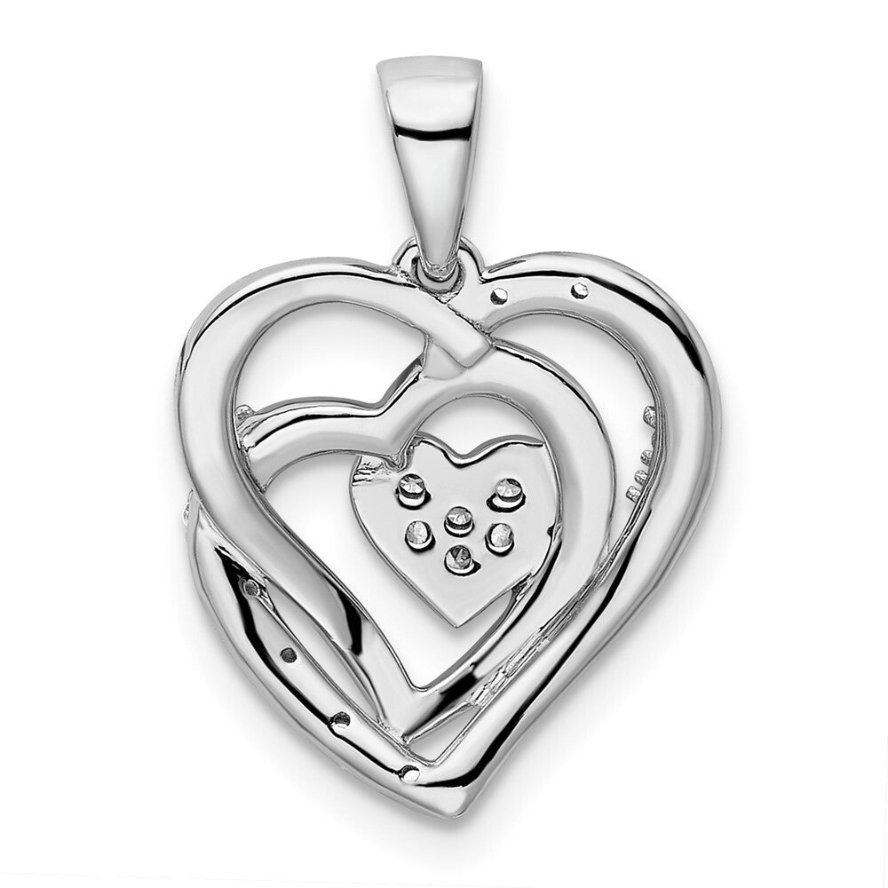 14k White Gold Polished Heart Diamond Pendant for Women