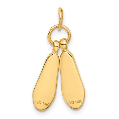 14k Yellow Gold 3D Ballet Slippers Charm Pendant for Women