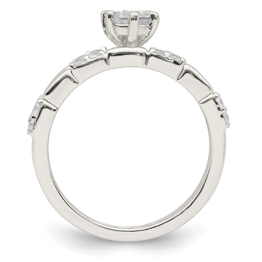 Sterling Silver Polished CZ Wedding Ring Set Size 8