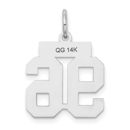 14k White Gold Small Satin Number 96 Charm Pendant for Women