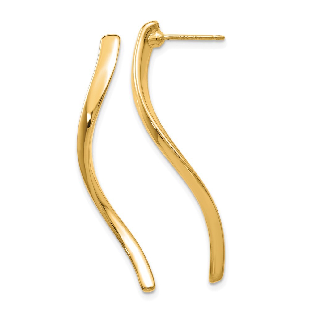 14k Yellow Gold Long Curled Earrings