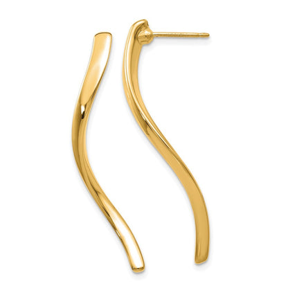 14k Yellow Gold Long Curled Earrings
