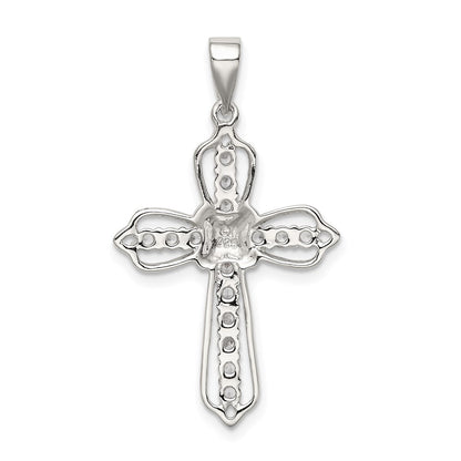 Sterling Silver Rhodium-plated Cubic Zirconia Cross Pendant