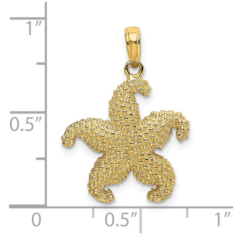 14k Yellow Gold Starfish Charm Pendant for Women
