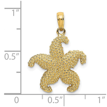 14k Yellow Gold Starfish Charm Pendant for Women