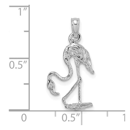 14k White Gold 3-D Textured Flamingo Charm Pendant for Women