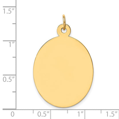 14k Yellow Gold Plain .035 Gauge Engravable Oval Disc Charm
